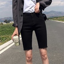 셀러허브 여성패션 [오노마] ONM 여자 학생 무릎 기장 블랙 스키니 반바지 캐주얼룩