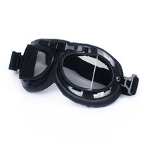 블랙 스포츠 고글 오토바이 라이딩 보호 고글 클래식 빈티지 헬멧 안경 바람막이 모래, 블랙-그레이 필름, 하나