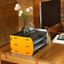 런메이크 디 서류정리함 3단 5단 7단-사무용품에 컬러를 입히다 수납장, B타입 가로형3단 04.오렌지