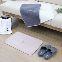 컴포리빙 욕실 영문 자수 안젤로 발매트 극세사 주방 현관 베란다, 핑크베이지