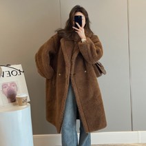 고급 수입 카멜 브라운 케시미어 램스울 양털 퍼 테디베어코트 뽀글이 자켓 코트 와이드 루즈핏 프리미엄 롱 부클 자켓코트 무스탕
