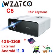 가정용 홈 미니 빔프로젝터 WZATCO-풀 HD 네이티브 1080P LED 프로젝터 2K 4K 5G 와이파이 안드로이드 11., 05 C5 black add 32G