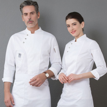 여름용 쉐프 복장 호텔 일산 중식 주방 요리사 유니폼, 긴팔 블랙 + 앞치마-XXL