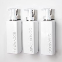 3+3 호텔 욕실 디스펜서 샴푸 공병 샴푸통 용기 세트 무타공 800 3구 홀더 물비누 벽걸이 펌핑 펌프 펌프통, R99476A(실버 3+3세트