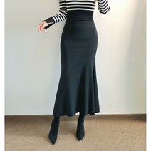 2컬러 겨울 밍크 벨로아 융 기모 머메이드 스판 밴딩 롱 스커트