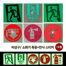 비상구 소화기 축광스티커 축광반사스티커 축광고휘도반사스티커 12종, 02. B타입 비상구 축광-일반반사
