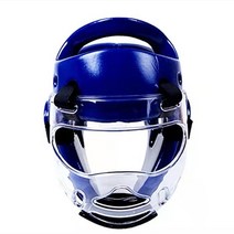 태권도 뱃지 전문 킥 복싱 산다 Mma 헤드 MMA 헬멧 권투 킥복싱 무에타이어 가라데 가드 WTF, Blue Helmet Set, XL above 180cm_CN