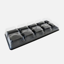 화과자 케이스 일체형 색상선택 10구 (양갱 떡 한과 포장 플라스틱 페트), 10개묶음, 검은색