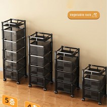 철제 이동식 회전 메쉬 수납장 캐비닛 야채 바구니 다층 서랍장 야채바구니, 블랙