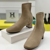 헨리메인 이브 니트 스판 통굽 앵클부츠 5cm