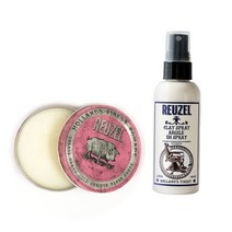 263639 REUZEL 핑크 유성 하드 포마드 4oz 113g + 클레이 스프레이 100ml Pink Pomade 4oz + Clay Spray 100ml, 1개
