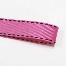 카네이션리본 선물포장리본 꽃포장리본 골지 스티치 리본 (폭 25mm/40mm/50mm 길이 45m), 22(핫핑크+블랙스티치), 25mm