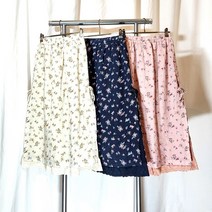 나염랩바지 봄 여름 거즈 면 플라워 밴딩 와이드 치마 팬츠