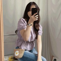 브링미[오프숄더ok]요요미 셔링밴드 투웨이 코튼 반팔블라우스(4c)