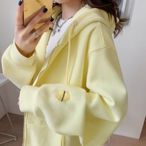 여자 중학생 루즈핏 파스텔톤 단색 무지 후드 집업 완전 심플 여중생 여학생 고등학생