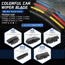 실리콘와이퍼 HESITE컬러풀 하이브리드 와이퍼 14 16 17 18 19 20 21 22 24 26 28 인치 BMW 미니 스마트 혼