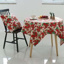 디케이홈 데코 플라워 패턴 테이블보, 원탁테이블(120x120cm), 빈티지 로즈