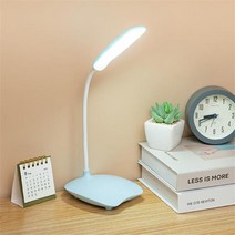 Table Lamp LED Three-Speed Touch Dimming Reading Desk Rechargeable Battery Stand Kids, 03 blue