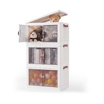 DOUHO 옷장 정리함 및 보관 58 2L(19갤런) 뚜껑과 바퀴가 있는 보관함 접이식 접이식 상자 트렁크 자동차 집 사무실 기숙사 방 필수품에 추천 플라스틱 3팩, 19 Gal_3팩