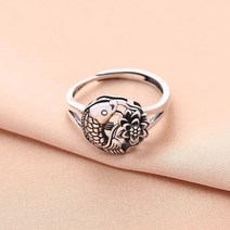 S925 순은 연꽃 잉어 반지