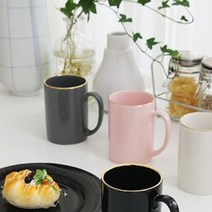 도자기 에일린 골드링 머그 일자형 유리컵 도자기 물컵_[230131EA], 화이트, 본상품선택