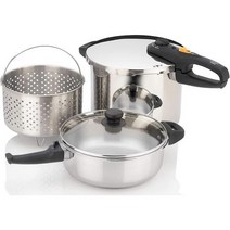 인덕션용냄비 인덕션용 홈쇼핑냄비세트 독일배송 Zavor DUO Combi 4.2 8.4 Quart MultiSetting Pressure Cooker Set with Steamer, 4.2 8.4Qt