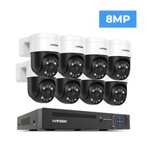 H.view CCTV 보안 카메라 시스템 PTZ 홈 비디오 감시 키트 야외 IP 휴머노이드 감지 8Ch 4K 5MP 8MP, 04 8MP 8PCS Cameras_03 4T