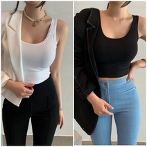1+1특가세일)) 여자 나시 여름 슬림 크롭 이너 쫄나시 라운드 티셔츠 실켓스판 여성 나시
