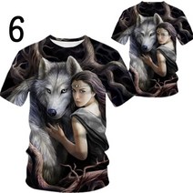 Makone 여름 3D입체 늑대머리 애니멀 그림 개성적인 반팔 t셔츠남성 퀵드라이 쿨소재 고탄력 오버사이즈 유행브랜드