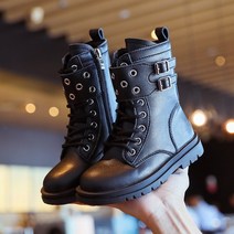 도오빠 화베 아동 기모 워커 하이탑 벨티드 심플 털 부츠 여아 겨울 신발 키즈 어린이