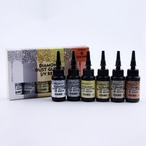 MYKOMI 24색 UV 레진 UV Resin 액세서리 DIY 6색 세트 반짝반짝 레진+몰드, 3세트 6색
