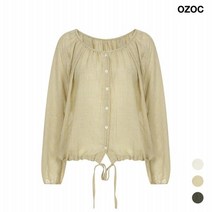 오조크 밑단 스트링 셔링 블라우스