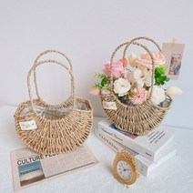 금호아트 고급 꽃자재 DIY 시그래스 핸드백st 바구니 2size, 라지 (DM1069)