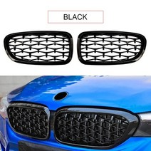 g-parts 한 쌍의 은색블랙 다이아몬드 키드니 그릴 그릴 크롬 프론트 범퍼 bmw 5 serise f10 f11 f18 520i 528i 2010-2016, 검은 색