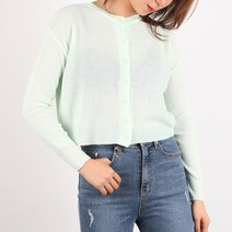 오오엘 여성용 간절기 크롭 라운드 하찌 미니 가디건