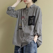 밍키비 여성용 루즈핏 체크 남방