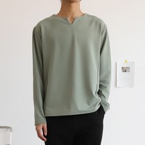 더베이직샵 심플 미니멀 세미오버 슬릿넥 긴팔 티셔츠 4컬러 4사이즈