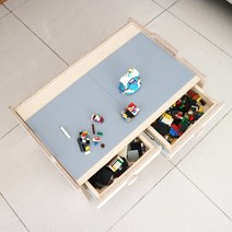 비비 블럭 테이블 서랍형 원목 좌식 공부 책상 / 레고 10701 호환, 입식으로변경함
