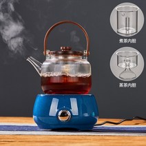 나혼산 1구 우드 화사 인덕션 티팟 빈티지 다도세트 내열유리 다기 주전자 전기 도기 차잔, 기본, 줄무늬나무뚜껑통+371요변청색