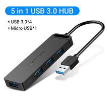 Vention-USB 허브 3.0 멀티 USB 분배기 4 USB 포트 3.0 2.0 마이크로 충전 전원 레노버 샤오미 맥북 프로 PC 허브 C USB 3 0, CHINA, USB 3.0 with power