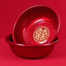 여자 용품 여성 측 시집가다 축하용 대야 신부 혼수 레드 가정용 세수 한쌍 결혼기념일 완전무결 3629204180, 두꺼운 에나멜 레드 대야 (둥글다 )
