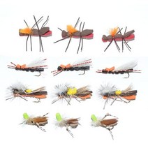 The Fly Fishing Place 송어 플라이 모음 - 체르노빌 앤트 앤 폼 바디 그래스호퍼 드라이 컬렉션 12개의 플라이154272, 1개