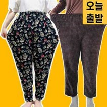여성 겨울 기모 몸빼바지 항아리 할머니 체크바지 빅사이즈 밴딩 겨울 냉장고 일 촌캉스 바지 팬츠