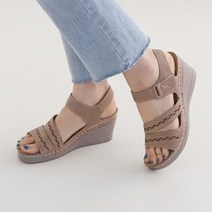 니나스파리 5cm 웨지 펀칭 스티치 샌들