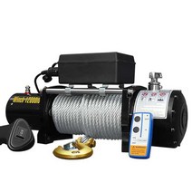 전동 윈치 호이스트 차량용 크레인 와이어 로프 24v, 24V3000 lbs (와이어 제어 + 원격 제어) -