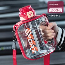 초대용량 톤통 톤온톤 고온내성 헬스 물컵 남자 여자 스포츠 누수방지 2000ml 빨대 돈돈통, 썬 레드 1000Ml, 1000Ml