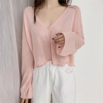 드레스날다 바운스 크롭 브이넥 니트 가디건 mknit1228