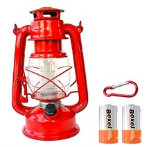 엘마운틴 LED 호롱불 1개 + D형 알카라인 배터리 2개+비너 1개 세트 앤티크 감성 캠핑, 레드