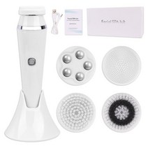 뷰티디바이스Silicone Facial Cleaning Brush Acne Removal Face Massage Skin Care Electric Cleanser Son, 02 White with box