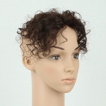 [W2020] 인모 100% 짧은머리 웨이브 원형탈모 소형 정수리 부분가발, 1개, 중(8cmx8cm)-진한갈색